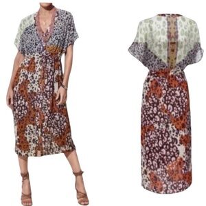 NWT CAbi Escape Patchwork Leopard Dress with Coordinating slip 5952 Size XS
